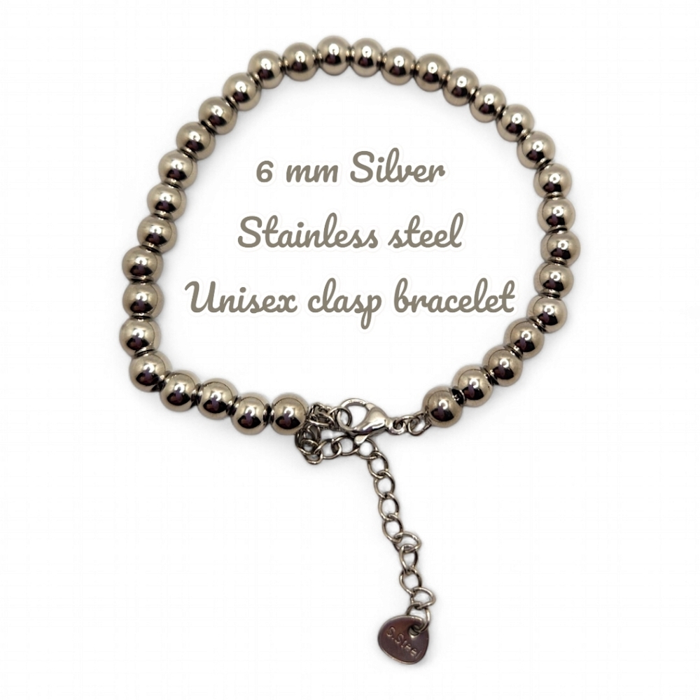 6 mm Stainless Steel beaded Unisex bracelet